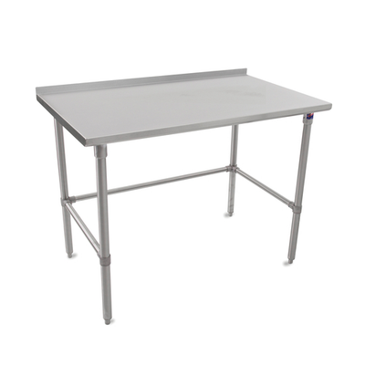 John Boos ST6R1.5-24120SBK-X 120" W Stainless Steel Open with Side and Rear Crossrails Work Table