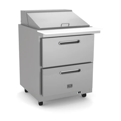 Kelvinator KCHMT29.12.2D 7.0 Cu. Ft. Capacity 2 Drawers Heavy Duty Casters Mega Top Refrigerated Sandwich Prep Table - 115 Volts 1-Phase
