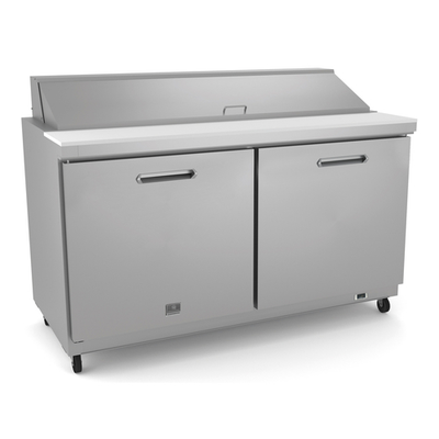 Kelvinator KCHST60.16 15.5Cu. Ft. Capacity 2 Solid Hinged Doors Heavy Duty Casters Refrigerated Sandwich Prep Table - 115 Volts 1-Phase