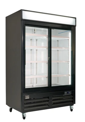 Kelvinator KCHGSM48R 42.7 Cu. Ft. Black Painted Steel 2 Sections Reach-In Refrigerated Merchandiser - 115 Volts