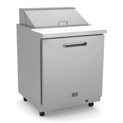 Kelvinator KCHST27.8 7.0 Cu. Ft. Capacity 1 Solid right Hinged Door Heavy Duty Casters Refrigerated Sandwich Prep Table - 115 Volts 1-Phase