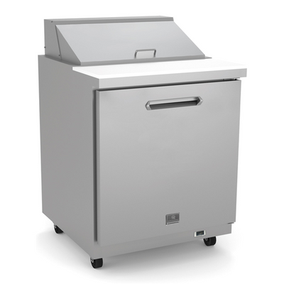 Kelvinator KCHST27.8 7.0 Cu. Ft. Capacity 1 Solid right Hinged Door Heavy Duty Casters Refrigerated Sandwich Prep Table - 115 Volts 1-Phase