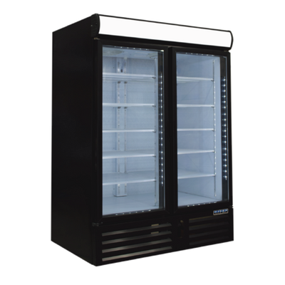 Ojeda USA RMH 40 40 Cu. Ft. Black Powder Coated Steel 2 Sections Refrigerated Merchandiser - 120 Volts