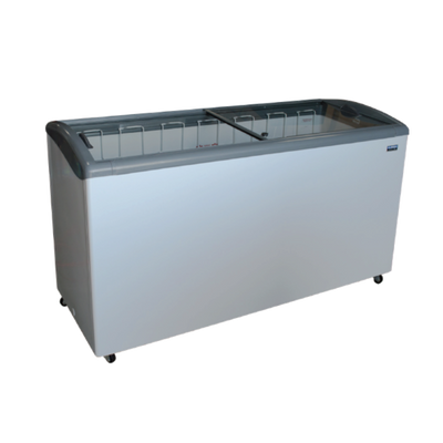 Ojeda USA NBH 68 21 Cu. Ft. White Powder Galvanized Metal 2 Glass Doors Ice Cream Merchandiser - 120 Volts