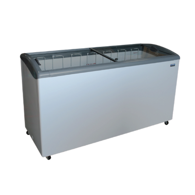 Ojeda USA NBH 68 21 Cu. Ft. White Powder Galvanized Metal 2 Glass Doors Ice Cream Merchandiser - 120 Volts