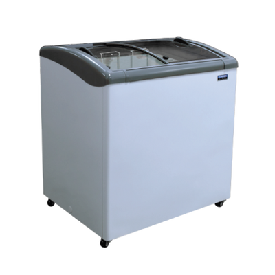Ojeda USA NBH 34 5.56 Cu. Ft. White Powder Galvanized Metal 2 Glass Doors Ice Cream Merchandiser - 120 Volts