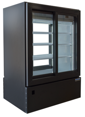 Ojeda USA RMH-33PT 14 Cu. Ft. Black Powder Coated Steel 2 Sections Refrigerated Merchandiser - 120 Volts