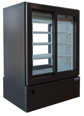 Ojeda USA RMH-33PT 14 Cu. Ft. Black Powder Coated Steel 2 Sections Refrigerated Merchandiser - 120 Volts