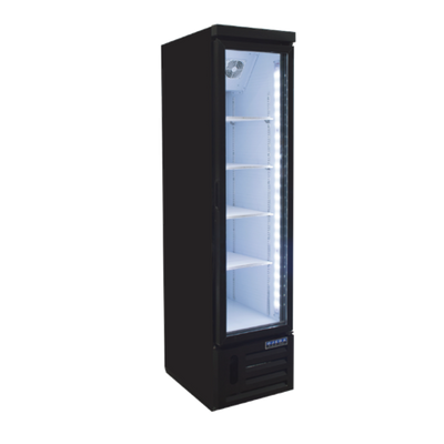 Ojeda USA RMH 8 9.54 Cu. Ft. Black Powder Coated Steel 1 Section Refrigerated Merchandiser - 120 Volts
