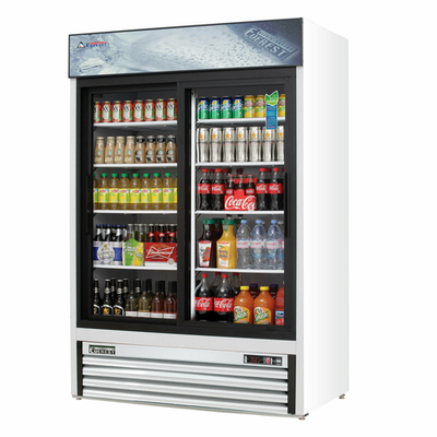 Everest Refrigeration EMGR48 48 Cu. Ft. White Two-Section Reach-In Glass Door Merchandiser Refrigerator - 115 Volts
