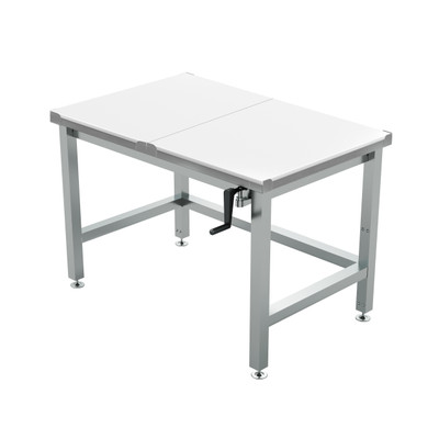 Winholt DTR-3060H32-ADJ-9-PT 60" W x 30" D x 41" H Stainless Steel Base Open Work Table with Adjustable Height