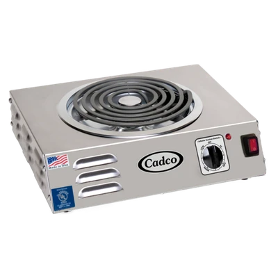 Cadco CSR-3T 14" Watts x 4.13" H x 12.25" D Stainless Steel Wattsith 8" Tubular Elements Electric Countertop Portable Hot Plate - 120 Volts