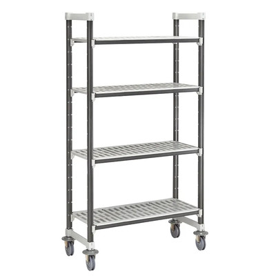 Cambro EXHD186078V4480 18" W x 60" L x 78" H Speckled Gray 4 Vented Polypropylene Shelves with 4 Casters Camshelving Elements XTRA High Density Mobile Starter Unit