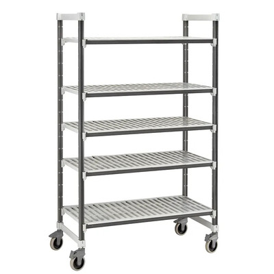 Cambro EXMU215478V5480 54" W Gray Polypropylene 5 Shelves Camshelving Elements XTRA Mobile Unit