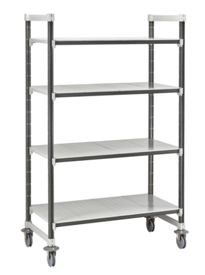 Cambro EXMU246078S4480 24" W x 60" L x 78.25" H Speckled Gray 4 Solid Polypropylene Shelves with 4 Casters Camshelving Elements XTRA Mobile Unit