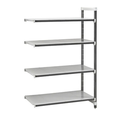 Cambro EXA247272S4480 24" W x 72" L x 72" H Speckled Gray 4 Solid Reinforced Polypropylene Shelf Plates Camshelving Elements XTRA Stationary Add-On Unit