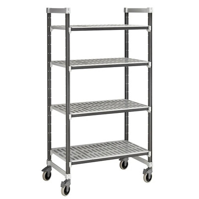 Cambro EXMU184878V4480 48" W Gray Polypropylene 4 Shelves Camshelving Elements XTRA Mobile Unit