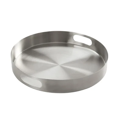 American Metalcraft STS14 14.63" Dia. Black Stainless Steel Round Serving Tray