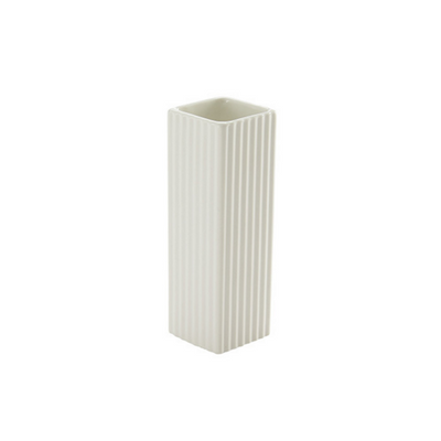 American Metalcraft BVSC5 5.25&quot; H White Ceramic Crimped Square Bud Vase