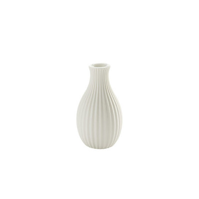 American Metalcraft BVJC4 3.87" H White Ceramic Crimped Jug Bud Vase