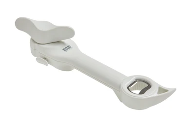 Kuhn Rikon 22659 9" x 2" White Plastic 5 in 1 Auto Safety Master Opener for Cans Bottles and Jars