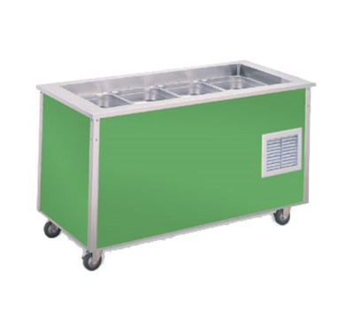 Vollrath 37066 60" W x 28" D x 34" H Refrigerated Mobile 4 Pans Fully Enclosed Base 4-Series Signature Server with Stainless Steel Countertop with NSF7 Cold Station - 120 Volts