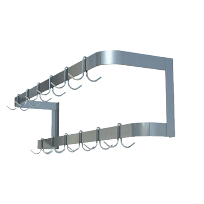 Sapphire Manufacturing SM-WR24 24" W x 12" H x 12" D Stainless Steel Wall Mounted Pot Rack