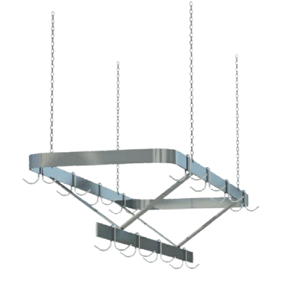 Sapphire Manufacturing SM-CR48 48&quot; W Stainless Steel Triple Flat Bar Double Hook Ceiling Hung Pot Rack