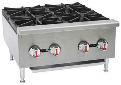 Sapphire Manufacturing SE-CHP4-NG 24" W Stainless Steel 4 Burners Countertop Natural Gas Sapphire Hotplate - 100,000 BTU
