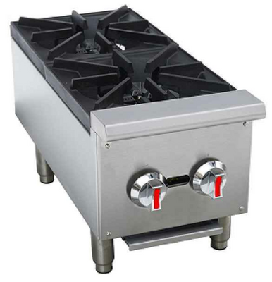 Sapphire Manufacturing SE-CHP2-LP 12" W Stainless Steel 2 Burners Countertop Liquid Propane Sapphire Hotplate - 50,000 BTU