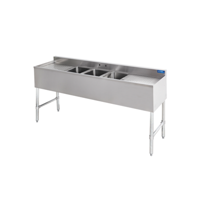Sapphire Manufacturing SMBS-3D18 72" W x 18.75" D Stainless Steel 3-Compartment Underbar Sink