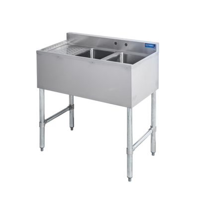 Sapphire Manufacturing SMBS-2L 36" W x 18.75" D Stainless Steel 2-Compartment Underbar Sink