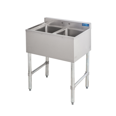 Sapphire Manufacturing SMBS-2 26" W x 18.75" D Stainless Steel 2-Compartment Underbar Sink