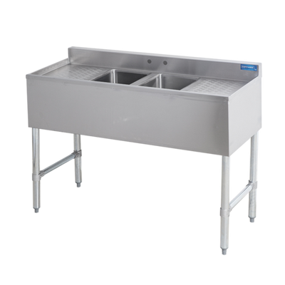 Sapphire Manufacturing SMBS-2D 48" W x 18.75" D Stainless Steel 2-Compartment Underbar Sink