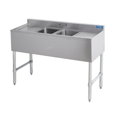Sapphire Manufacturing SMBS-2D 48" W x 18.75" D Stainless Steel 2-Compartment Underbar Sink