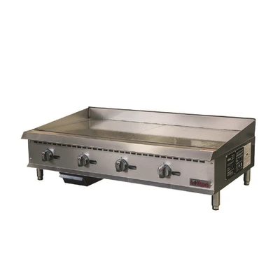 MVP Group ITG-48 48" W Stainless Steel Manual Thermostatic Control Gas Countertop Ikon Griddle - 120,000 BTU