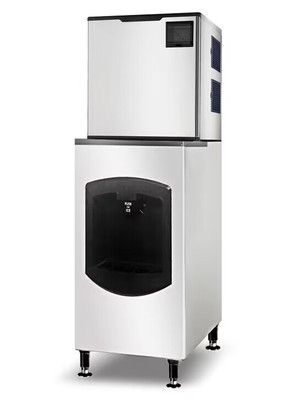 Omcan USA 48349 22" W Cube Style Floor Model Ice Maker and Dispenser - 110-120 Volts