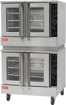 Omcan USA 48060 46&quot; W Stainless Steel Double-Deck Natural Gas Convection Oven - 110-120 Volts