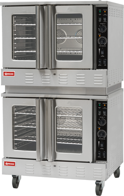 Omcan USA 48060 46" W Stainless Steel Double-Deck Natural Gas Convection Oven - 110-120 Volts