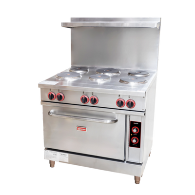 Omcan USA 48528 36" W Stainless Steel 6 Hotplates Electric Restaurant Range - 208-240 Volts