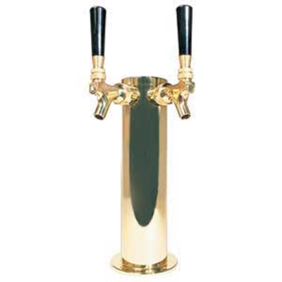 Micro Matic D4743DT-PVDKR Brass 2 Faucets Glycol Cooled Column Draft Beer Tower