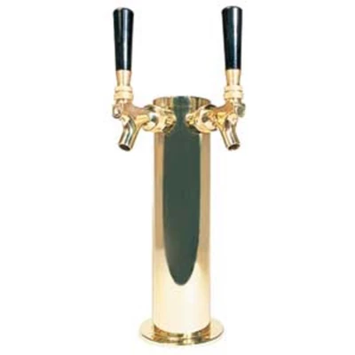 Micro Matic D4743DT-PVDKR Brass 2 Faucets Glycol Cooled Column Draft Beer Tower