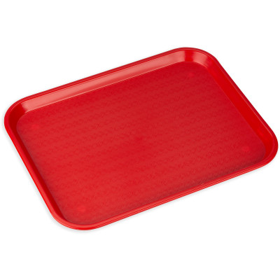 Carlisle CT141805 17.87" L x 14" W Red Polypropylene Rectangular Cafe Tray