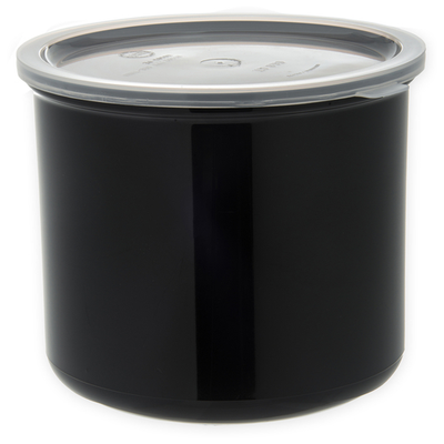 Carlisle 030403 Classic Crock 4 Qt. Black SAN Plastic Round with Snap-On Lid