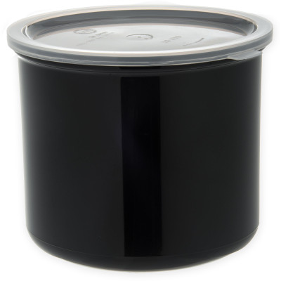 Carlisle 030403 Classic Crock 4 Qt. Black SAN Plastic Round with Snap-On Lid