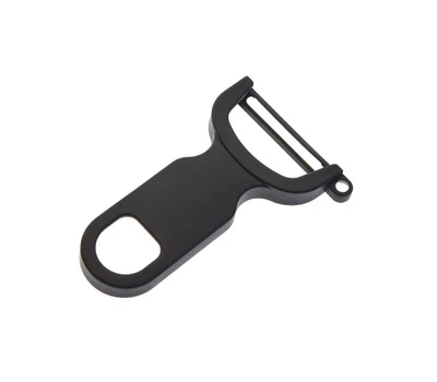 Mercer M33071BKB 4" OA Length High-Carbon Steel Swivel Blade Y-Peeler with Black Handle - 12 per Case