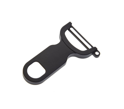 Mercer M33071BKB 4" OA Length High-Carbon Steel Swivel Blade Y-Peeler with Black Handle - 12 per Case