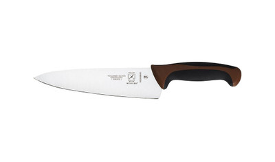 Mercer M22608BR Millennia Colors 8" High Carbon Steel Chef's Knife with Brown Polypropylene Handle - 6 per Case