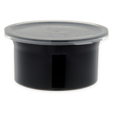 Carlisle 030003 Classic Crock 0.6 Qt. Black SAN Plastic Round with Snap-On Lid