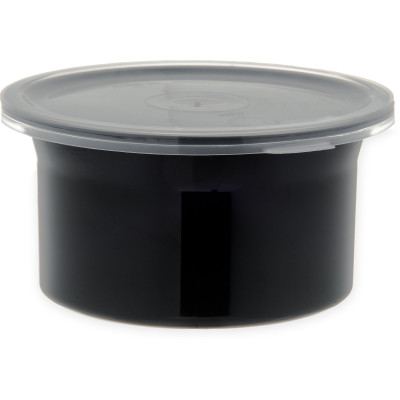 Carlisle 030003 Classic Crock 0.6 Qt. Black SAN Plastic Round with Snap-On Lid